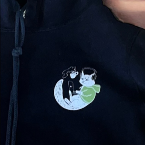 Redwood Classics Tops - Redwood -Quirky Nerd Black Cat Online/Coffee Hoody—Cozy -Thick -GUC-Sz S 🍂